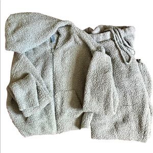 SKIMS cozy knit zip up hoodie + joggers (aqua)